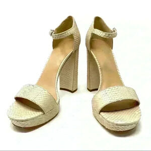 Pour La Victoria Yvette Beige Snake texture Heel 8
